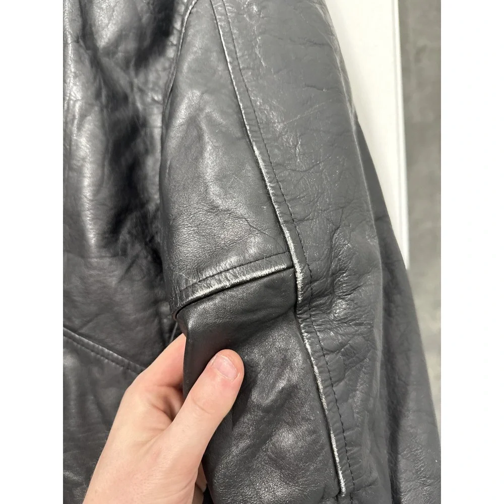 Black‎ Leather Motorcycle Jacket Mens Classic Biker Style Zip Up Belt
